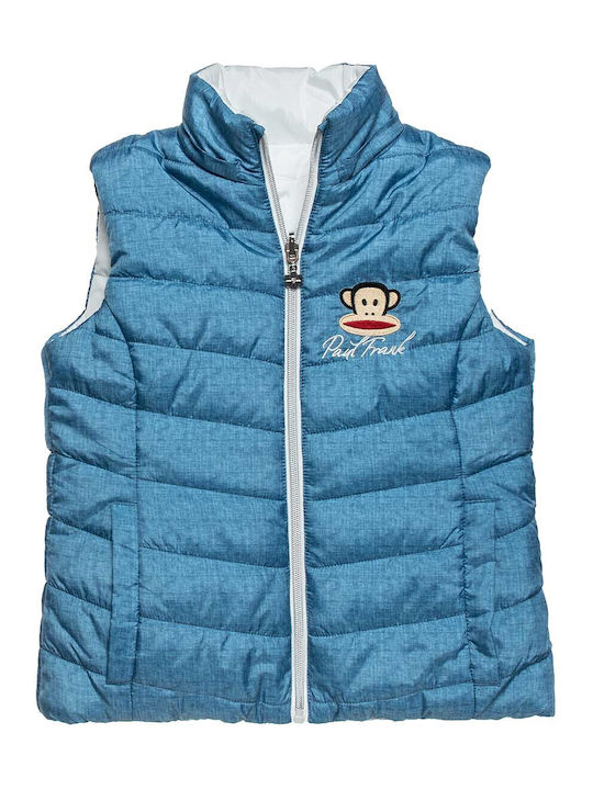 Kids' Denim Jacket Sleeveless Double Sided with Hood Blue
