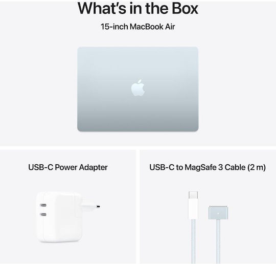 Apple MacBook Air 15.3 Zoll IPS Retina Display (M4-10-Kern/16GB/512GB SSD/10-Kern-GPU) mit 35W Doppel-Ladegerät Himmelblau (GR Tastatursprache)
