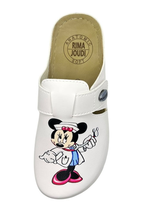 Femei Sabot White with Nurse Print