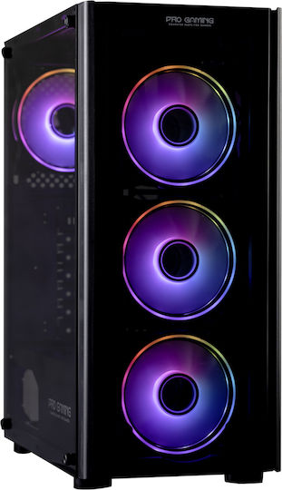 ProGaming Pro Gaming Blaze Midi Tower Computer Case with Side Window and ARGB Lighting Black