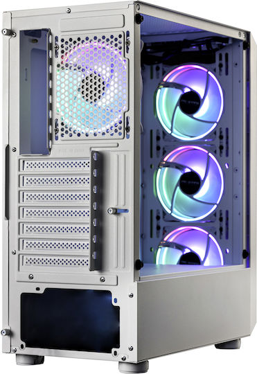 ProGaming Pro Gaming Bastion Midi Tower Computer Case with Side Window and ARGB Lighting White