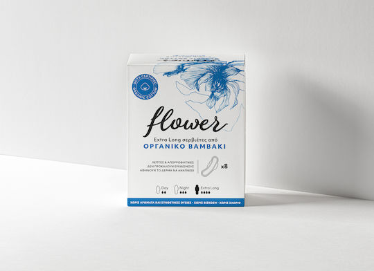 Flower Extra Long Σερβιέτες με Φτερά 8τμχ