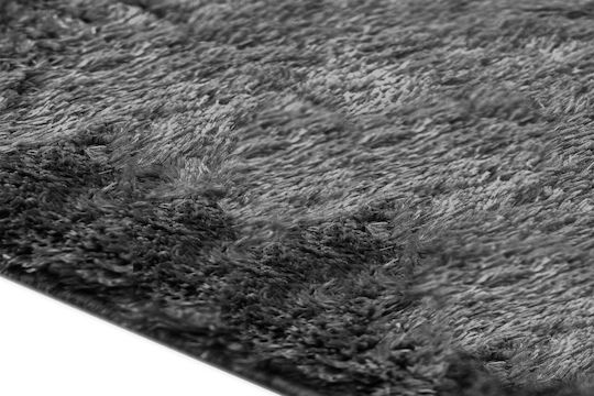 Madi Feathery Rutschfest Teppich Rechteckig Zottelig Synthetisch,Polyester/Cotton/Leather Black