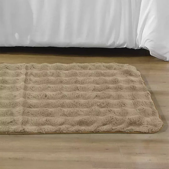 Conilio Бежов 3D Килим от Заешка Козина Лино 70x140 1бр