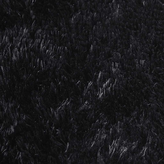 vidaXL Rutschfest Teppich Rechteckig Zottelig Synthetisch,Polyester/Cotton/Leather Black