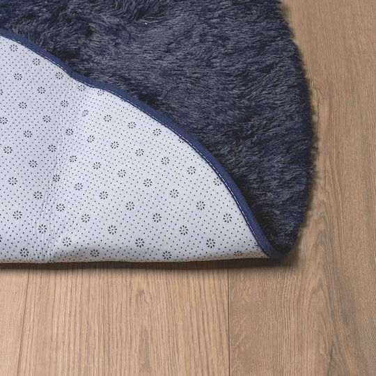 vidaXL Navarra Rutschfester Runder Shaggy-Teppich Blau Ø100 cm
