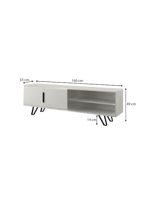 Έπιπλο Τηλεόρασης Foot Λευκό Μ160xΠ35xΥ49cm