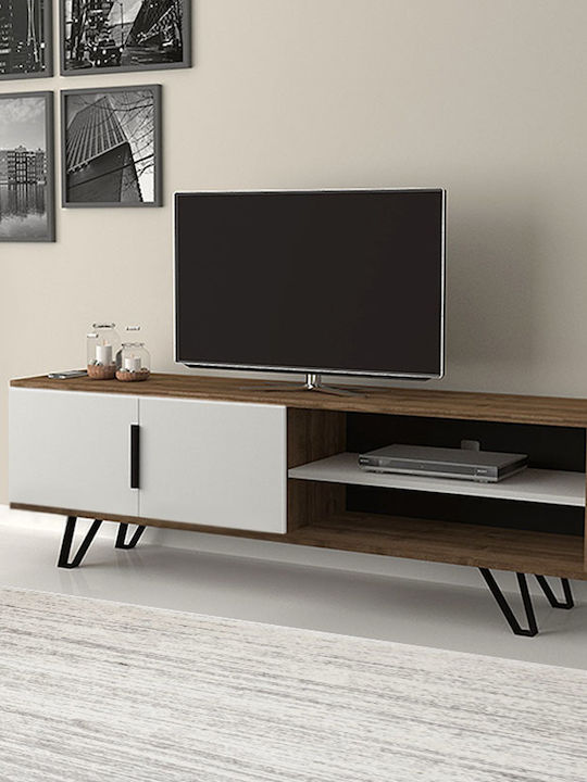 TV Stand Foot Walnut - White L160xD35xH49cm
