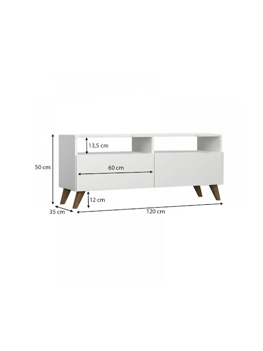 Έπιπλο Τηλεόρασης Inci Λευκό Μ120xΠ35xΥ50cm