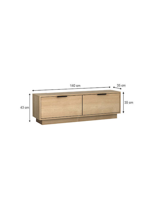 Έπιπλο Τηλεόρασης Lisa Φυσικό Οξιάς Μ140xΠ35xΥ43cm