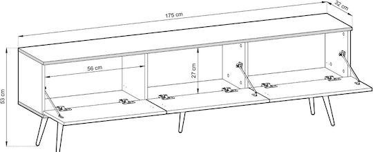 Έπιπλο Τηλεόρασης Loro Plus Μπεζ Μ175xΠ32xΥ30cm