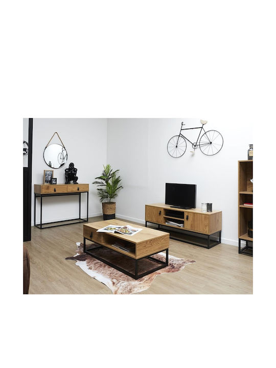 TV Stand Abbott Made of Solid Brown Wood L117xD39xH48cm