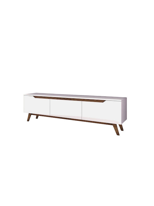 TV-Ständer Weiß-Walnuss M180xT35xH48,6cm