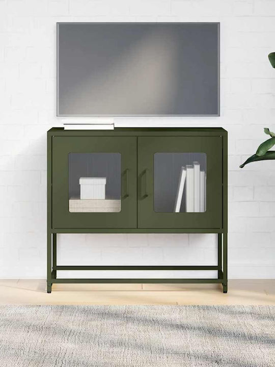 Metal TV Stand Olive Green Green 68x39x60.5cm