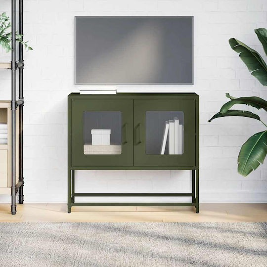 Metal TV Stand Olive Green Green 68x39x60.5cm