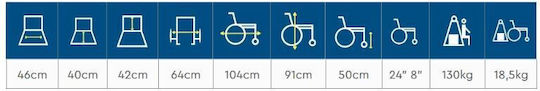 Mobiak Gemini Wheelchair 24" Folding Simple Type with Simple Back 46cm Silver