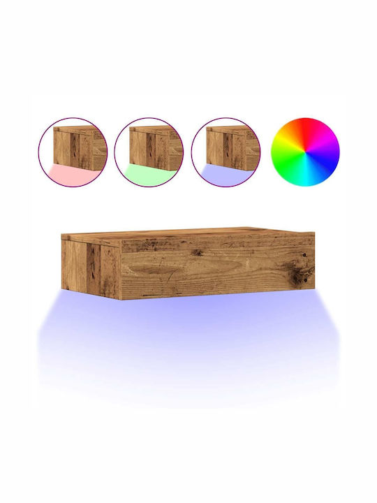 Dulap TV Vidaxl cu lumini LED lemn vechi 60x35x15.5 cm maro