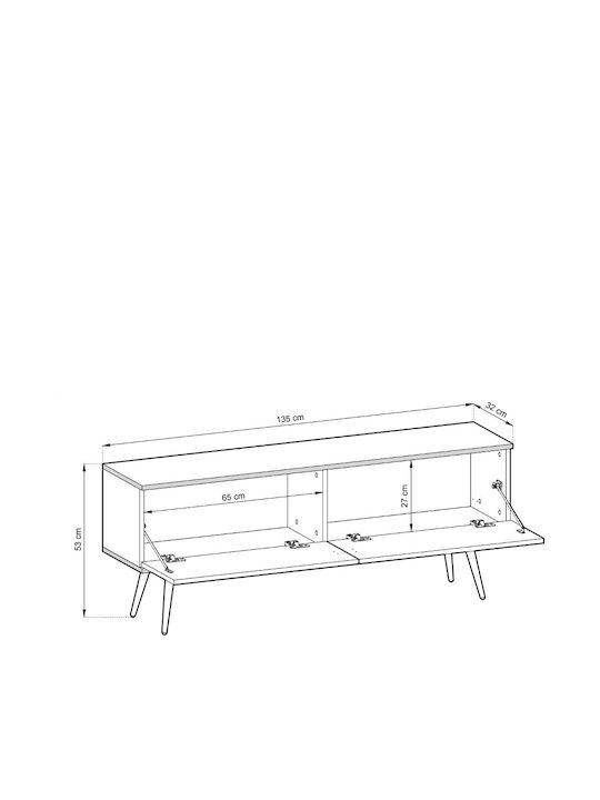 TV Stand Loro II Gray M135xD32xH30cm