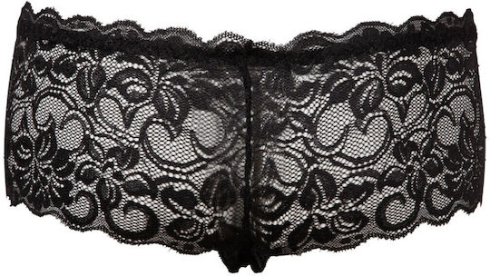 Cottelli Collection Pants with Bow Frauen Sexy Boxer offenem Schritt Schwarz