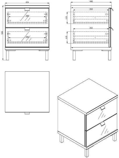 Комод Marbella Дървен Artisan Oak / Grey Graphite 43.5x40x51см