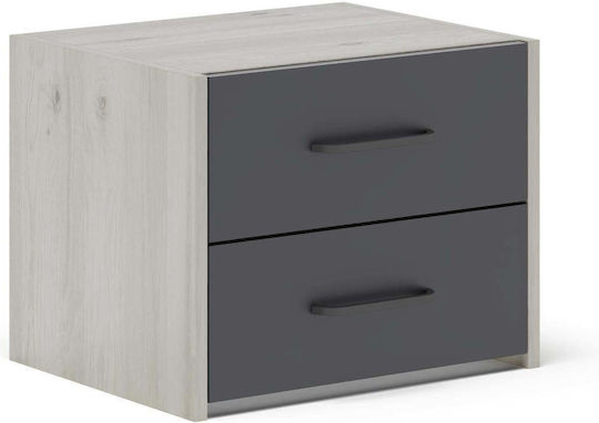 Noptieră Malmo White Oak/Anthracite 50x40x40cm