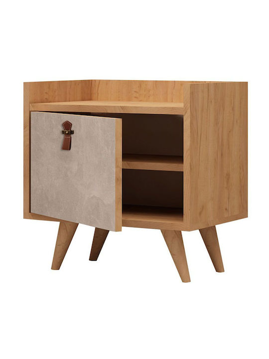 Bedside Table Paju Wooden Beige 55x50x55cm