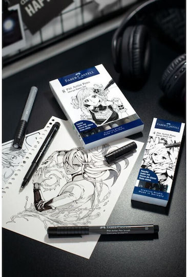 Faber-Castell Pitt Artist Μαρκαδόροι Σχεδίου 0.3mm Σετ 8 χρώματα