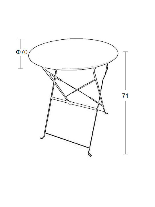 Metal Masa pentru spații exterioare mici Pliabil Alma Antracit Gri 70x70x71buc