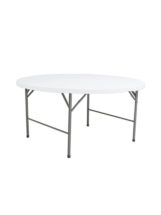 Plastic Masa Catering pentru spații exterioare Pliabil cu schelet metalic Alb 152x152x74buc