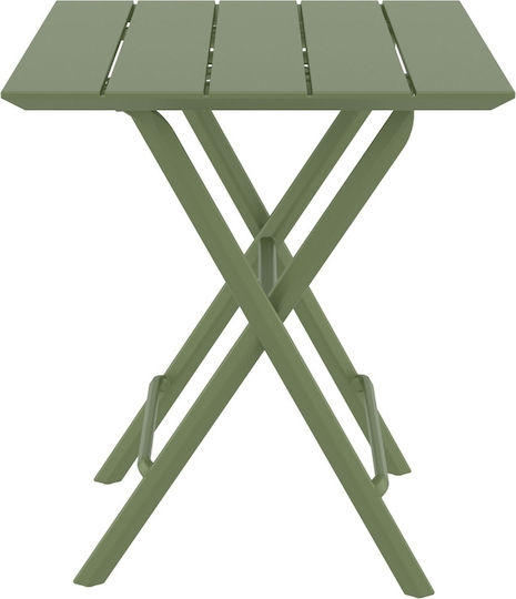 Helen Outdoor Dinner Foldable Plastic Table Olive 60x60x74cm