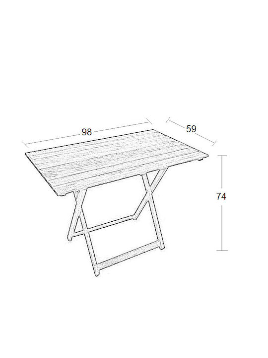 Outdoor Dinner Foldable Wood Table Walnut 100x60x74cm