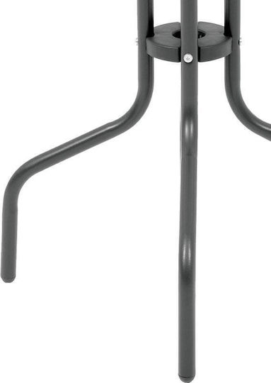 003 Outdoor Dinner Table with Glass Surface and Metal Frame Gray 80x80x72cm