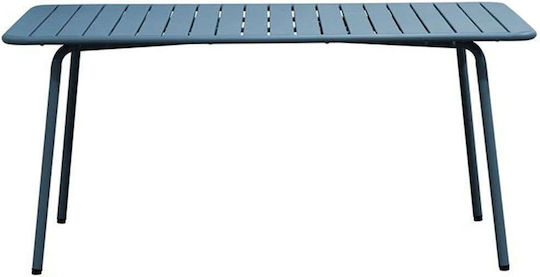 Brio Outdoor Dinner Free Standing Metal Table Sandy Blue 160x90x73cm