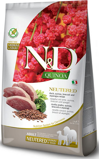 Farmina N&D Quinoa Neutered Medium/Maxi 12kg Trockenfutter ohne Getreide & Gluten für erwachsene sterilisierte Hunde mittlerer & großer Rassen mit Ente