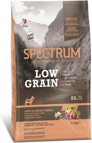 Spectrum Low Grain Adult Mini & Small Breed 2.5кг Суха Храна с Малко Зърнени храни за Възрастни Кучета с Агнешко