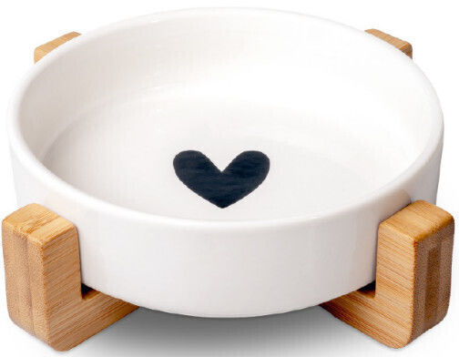 Glee Ceramic Bowl Food & Water for Dog & Cat with Base 300ml in White Color