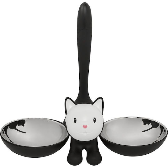 Cat Food Container 2 Positions Tigrito Ammi09 B 32x16x28cm Silver-black Alessi