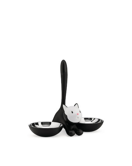 Cat Food Container 2 Positions Tigrito Ammi09 B 32x16x28cm Silver-black Alessi