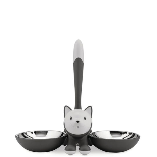 Cat Food Container 2 Positions Tigrito Ammi09 B 32x16x28cm Silver-black Alessi