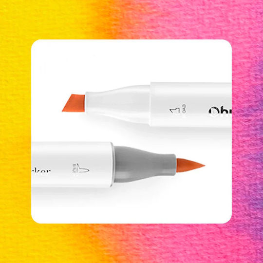 Ohuhu Honolulu Brush & Chisel Amethyst Drawing Marker 6mm Double Tip