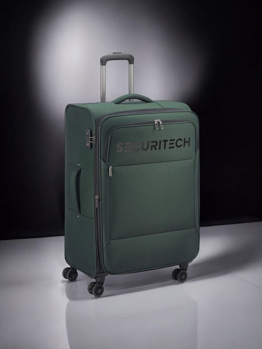 Securitech Fabric Suitcases Vanguard Green With 4 Wheels Set Of 3 Pieces