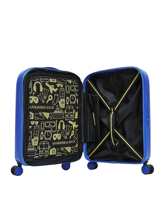 Mandarina Duck Logoduck Βαλίτσα Ταξιδίου Καμπίνας Σκληρή Μπλε Ρουά με 4 Ρόδες Ύψους 55εκ.