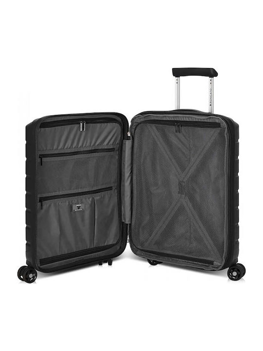 Roncato Cabin Travel Suitcase Black with 4 Wheels Height 55cm