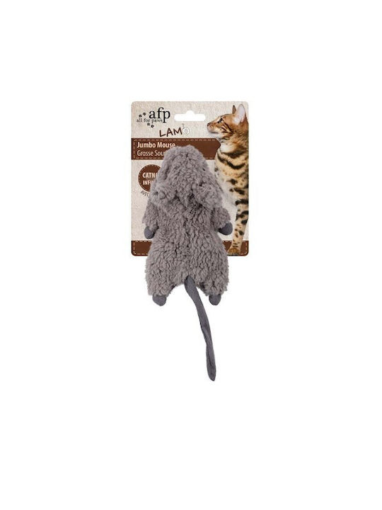 All For Paws Lambswool Jumbo Crinkle Rodent Katzenspielzeug Maus Weiß mit Katzenminze