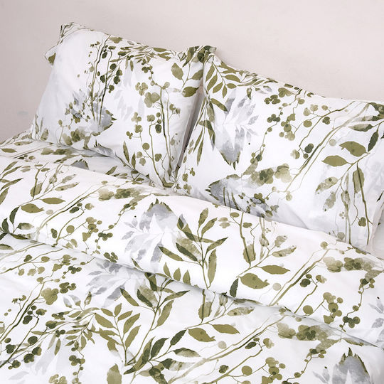 Viopros Bettdecken-Set Einzelbett 160x240cm Olive Weiß 2Stück