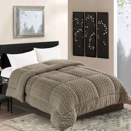 Silk Fashion Husă de pătură Super Dublu 220x240cm Braid Maro 780Gsm