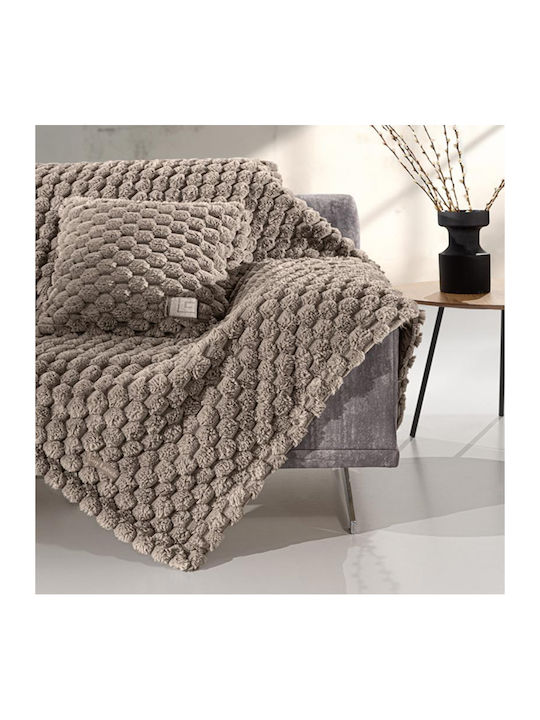 Set Decken & Couchdecken Fell 120×160 & Kissenhülle 42×42 Dekoration Guy Laroche Elixir Taupe