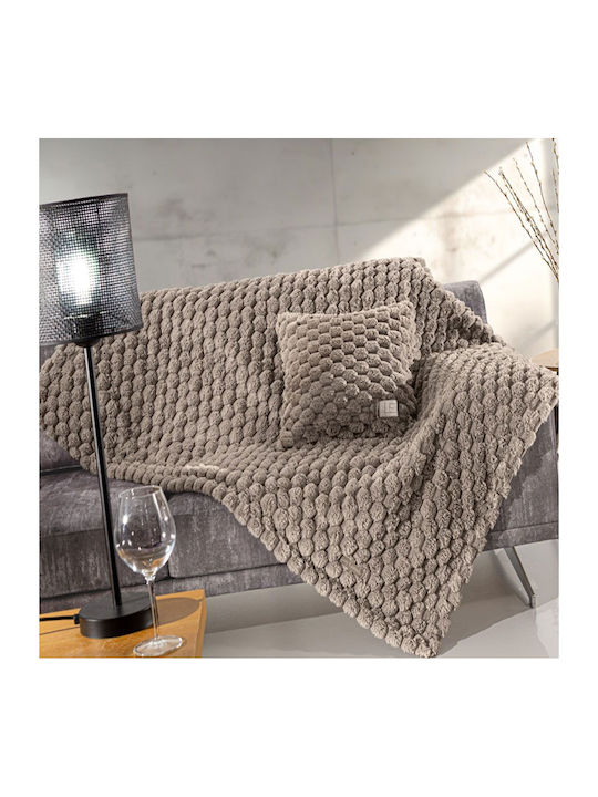 Set Decken & Couchdecken Fell 120×160 & Kissenhülle 42×42 Dekoration Guy Laroche Elixir Taupe