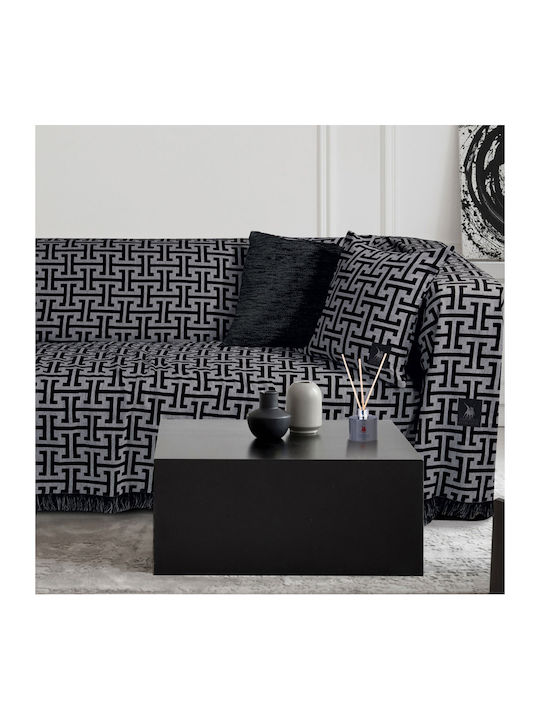 Greenwich Polo Club 3901 Three-Seater Sofa Throw Jacquard 180x300cm Gray Black