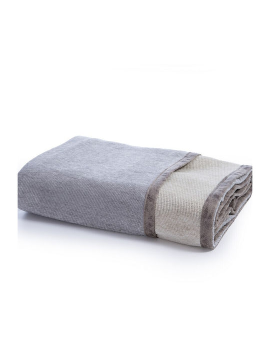 Nef-Nef Homeware New Tanger Ριχτάρι Πολυθρόνας Δύο 'Οψεων Chenille 180x180εκ. L.grey/ecru